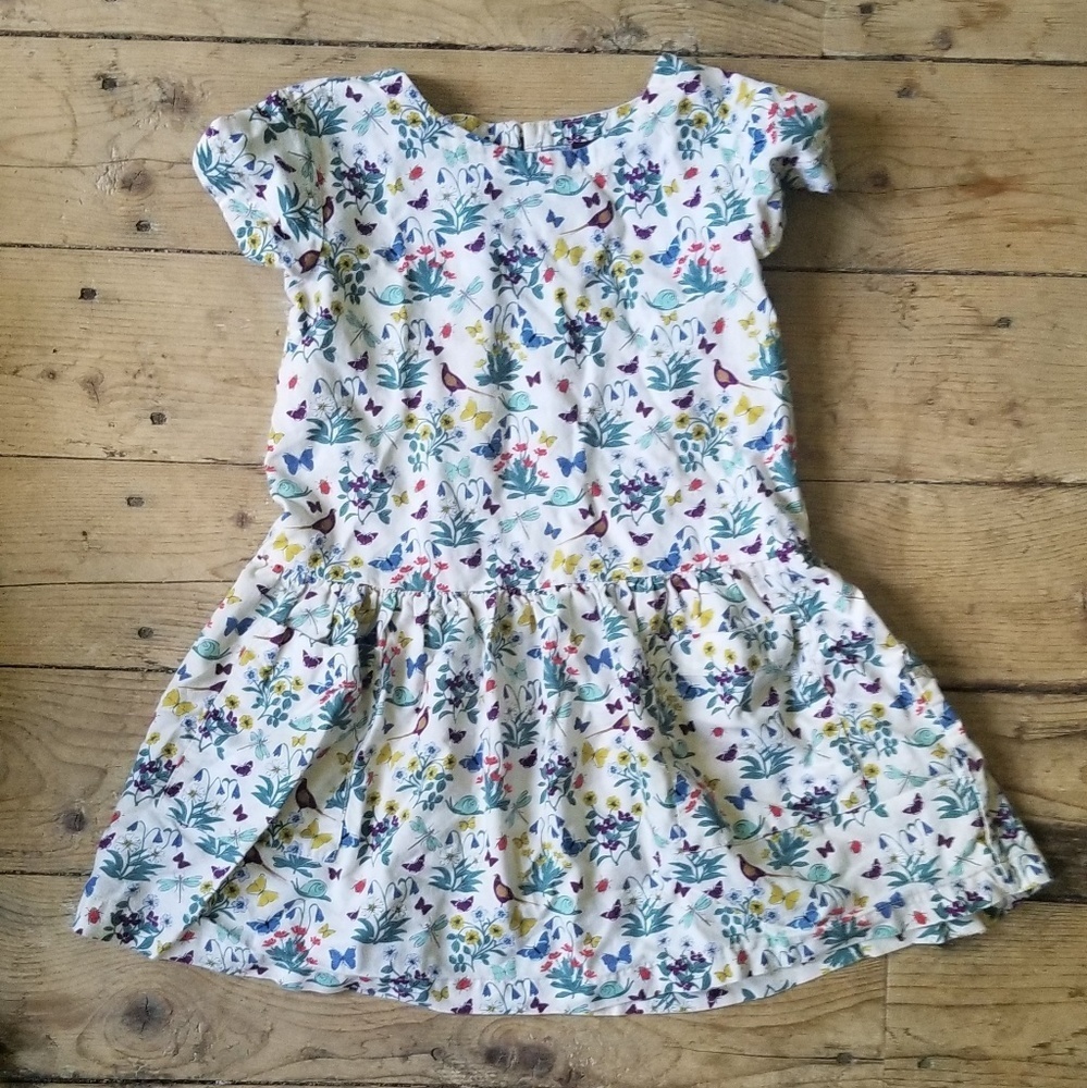 Girls size 6 Tea collection dress floral drop waist ruffle pockets